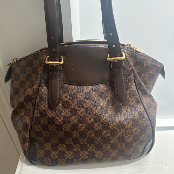 Louis Vuitton Damier Ebene Verona mid size Bag with gold accents - Picture 4 of 10